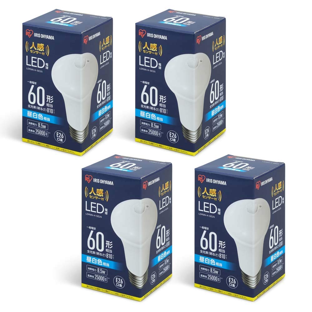 Amazon | アイリスオーヤマ LED電球 人感センサー付 4個セット